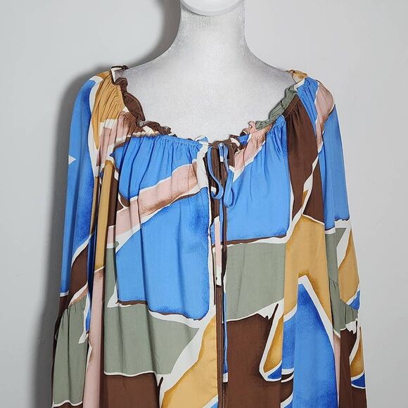 Perch by Blu Pepper Flowy Peasant Blouse with Full Sleeves Size 2X - Picture 4 of 11